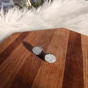 ↠ Sugarfix By BaubleBar Metallic Two Tone Gold & Druzy Silver Stud Post Earrings